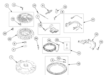 Flywheel And Electrical Diagram and Parts List for RZT50 17BA5A7P709-17BA5A7P710-17BA5A7P712 Cub Cadet Lawn Tractor